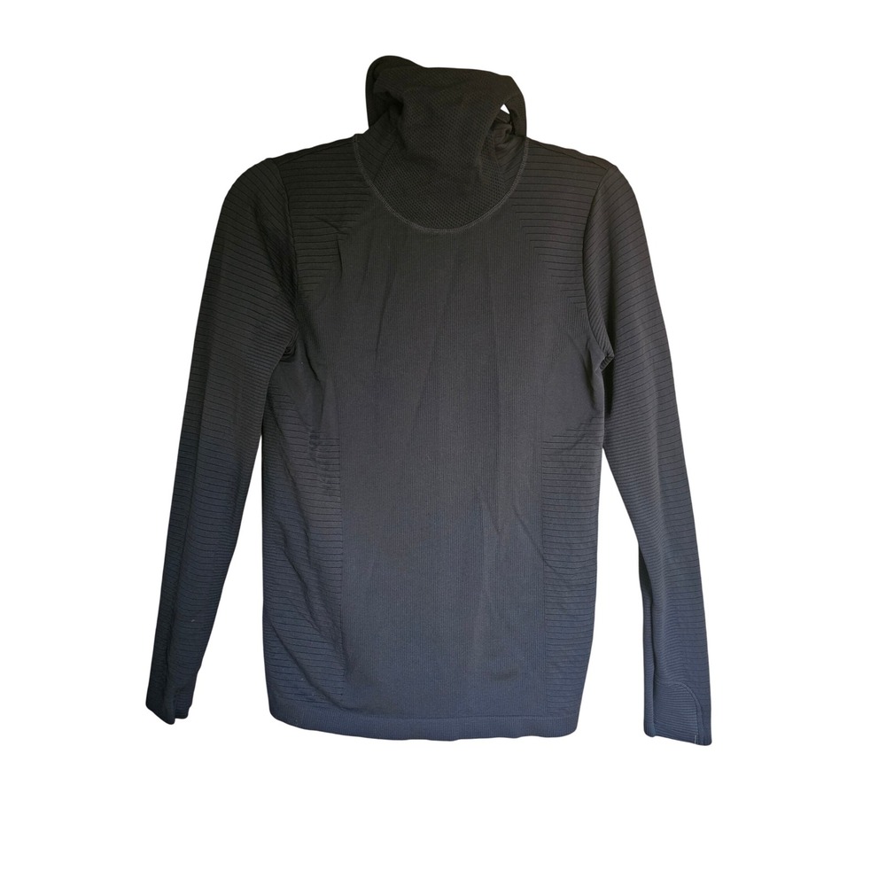 Athleta‎ Flurry Balaclava Rib Mix Solid Top Women M Black NWT Seamless Hoodie